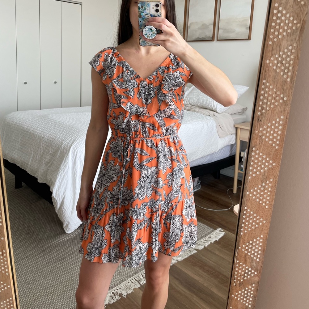Orange Floral Dress